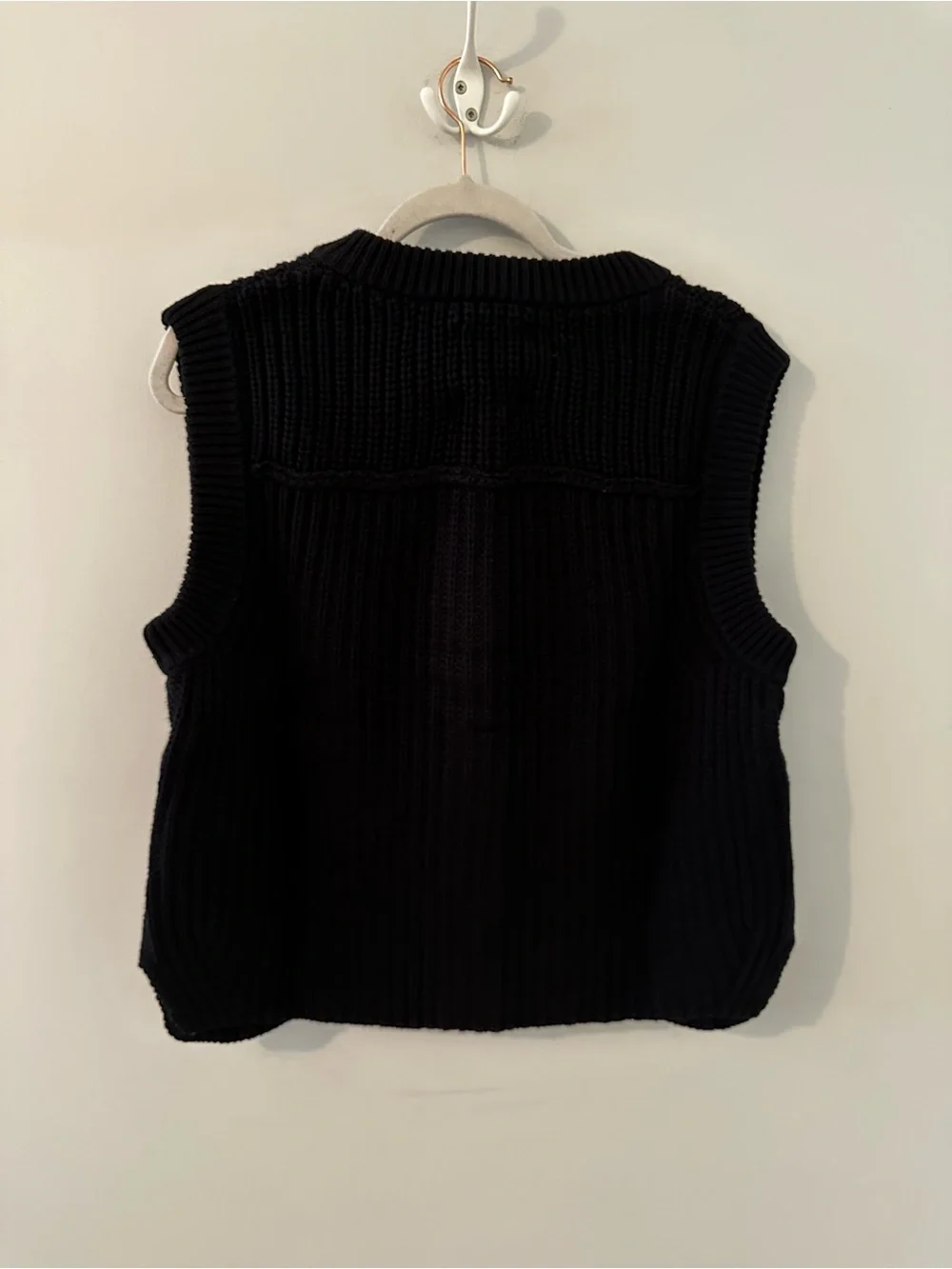 Part Two Ribbed Button-Front Knit Vest in Navy - Picture 3 of 4